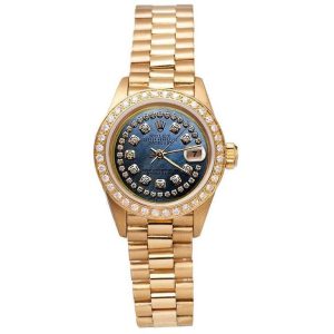 Blue Mop String Diamond Dial Rolex Dj Presidential Watch Bezel