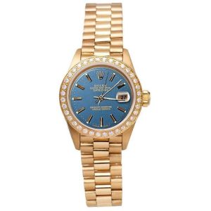 Blue Stick Dial Rolex Dj Watch Gold Presidential Diamond Bezel