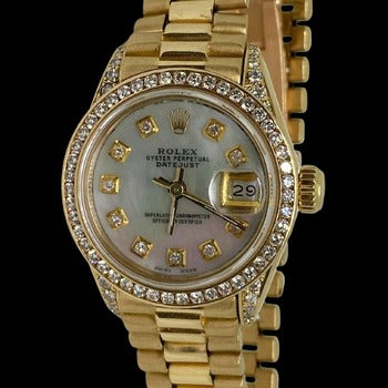 Yellow Gold Rolex Datejust Watch President Diamond Bezel Dial - Image 2